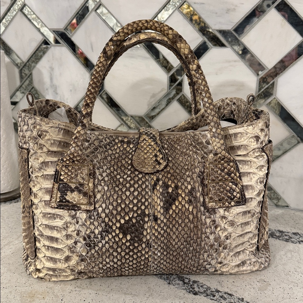 Python Leather VintageHandbag Made In Italy - Picture 3 of 7